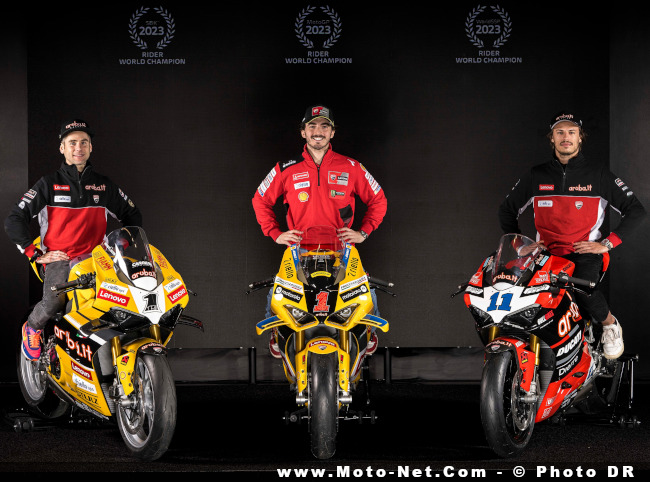 Ducati célèbre le triplé de ses pilotes en MotoGP, WorldSBK et WSSP 2023