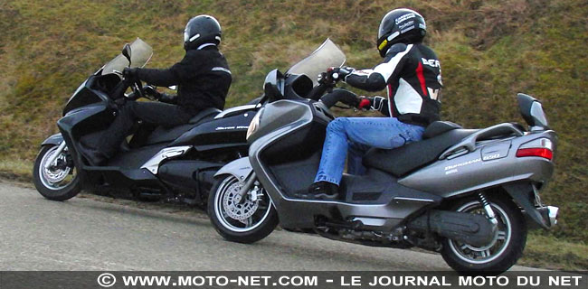Essai comparatif maxiscooters Honda Silverwing 600 et Suzuki Burgman 650