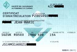 Certificat d'immatriculation
