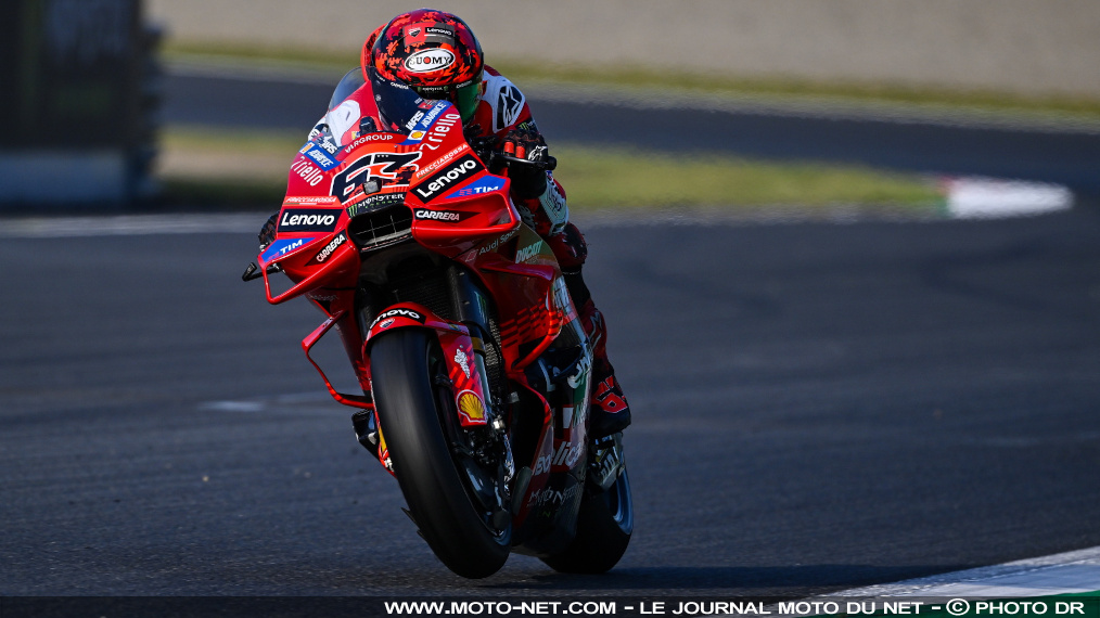 Grille de départ MotoGP du GP du Japon 2025

Première ligne surprise au Grand Prix du Japon : Francesco Bagnaia décroche la pole devant Joan Mir et Marc Marquez, qui joue le titre au Motegi. Belle perf aussi de Fabio Quartararo, cinquième sur les terres de son employeur.
