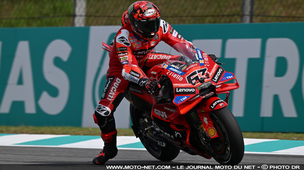 Grille de départ Moto GP Malaisie 2025 : Bagnaia, A. Marquez, Morbidelli

Francesco Bagnaia décroche sa troisième pole position 2025 en Malaisie devant Alex Marquez et Franco Morbidelli. Fabio Quartararo et Johann Zarco se sont respectivement qualifiés aux 4ème et 9ème positions.
