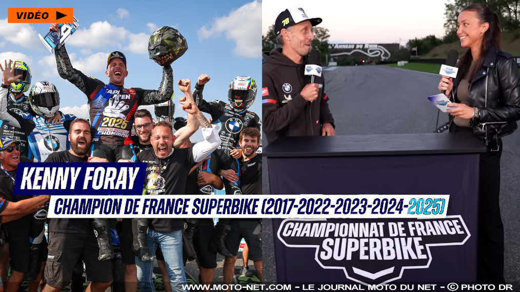 5ème titre FSBK pour Kenny Foray, meilleur pilote de vitesse moto en France

Comme Marc Marquez à Motegi, Kenny Foray a été battu ce week-end au Vigeant. Mais comme le champion de MotoGP, le pilote BMW Tecmas a livré une saison 2025 extraordinaire, remportant les 12 premières courses du championnat de France Superbike et décrochant très tôt son cinquième titre FSBK. La FFM nous présente son n°1, en vidéo !
