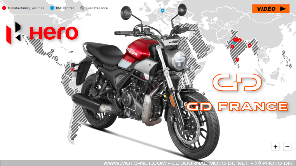 Hero, le géant indien de la moto arrive en France avec une Hunk 440

C'est officiel : la Hero MotoCorp s'apprête à débarquer en France, via son distributeur exclusif GD France parallèlement en charge des marques chinoises CFMoto et Zontes. Le constructeur moto n°1 en Inde se lancera chez nous avec une Hunk 440... nouveau nom de la Mavrick 440 conçue par des européens que Moto-Net.Com connaît bien ! Explications.
