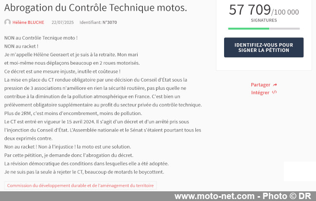 La pétition contre le contrôle technique moto, proche des 60 000 signatures