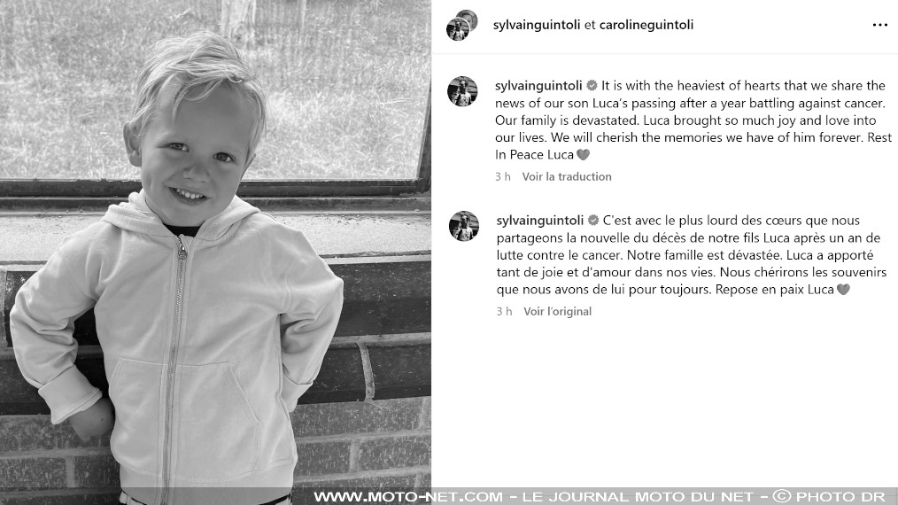 Le grand champion Luca Guintoli s'est éteint 

L'immense courage de ce grand garçon - le second de Sylvain et Caroline Guintoli -, le puissant amour de sa famille nombreuse et le soutien sans faille de nombreux pilotes comme Jake Dixon notamment, n'auront pas suffi : Luca s'en est allé après une année de féroce lutte contre le cancer. Putain de cancer.
