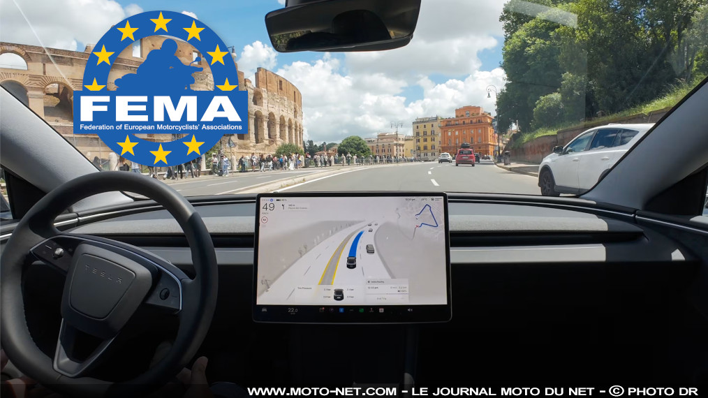 Les motards d'Europe bientôt exp(l)osés aux Tesla autonomes ?

Disponible dans six pays du monde actuellement, la conduite automatique (supervisée) des voitures électriques Tesla inquiète la Fédération des associations motocyclistes européennes : aux États-Unis, cette fonction a ôté la vie à cinq motards, au moins. Or la marque américaine cherche à l'introduire en Europe, via les Pays-Bas. Explications.
