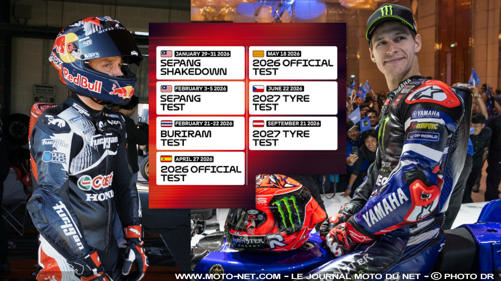 Le MotoGP publie son calendrier des tests pour la saison 2026 

Après 70 jours sans rouler, le MotoGP redémarre demain à Sepang pour le traditionnel ''Shakedown Test'' avec les pilotes d'essai, les rookies et les titulaires Yamaha. Trois jours plus tard, les vedettes du championnat débarqueront à leur tour, avant le lancement - statique ! - de la saison à Kuala Lumpur et une ultime répétition générale en Thaïlande. Programme...
